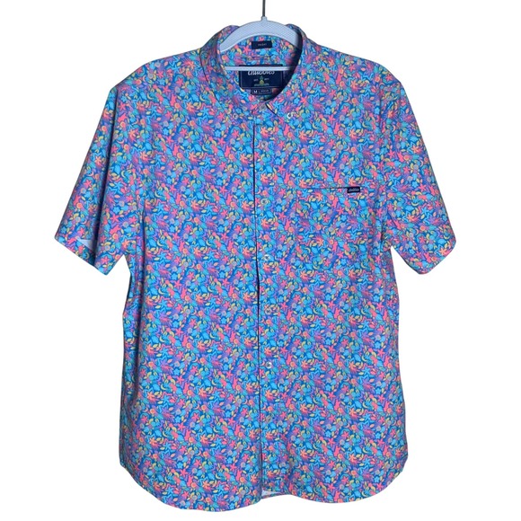 chubbies Other - Chubbies Floral Button Down Mens Medium Blue Pink Excellent Short Sleeve Stretch
